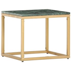 vidaXL Coffee Table Green 15.7"x15.7"x13.8" Real Stone with Marble Texture