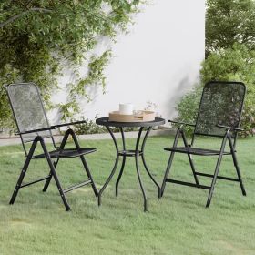 vidaXL 3 Piece Patio Dining Set Expanded Metal Mesh Anthracite