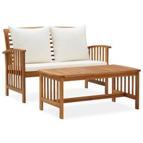 vidaXL 2 Piece Patio Lounge Set with Cushions Solid Acacia Wood