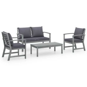 vidaXL 4 Piece Patio Lounge Set with Cushions Solid Acacia Wood