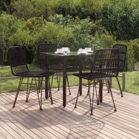 vidaXL 5 Piece Patio Dining Set Black Poly Rattan