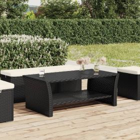 vidaXL Coffee Table Black 39.4"x19.7"x15.7" Poly Rattan