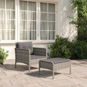 vidaXL 2 Piece Patio Lounge Set with Cushions Gray Poly Rattan