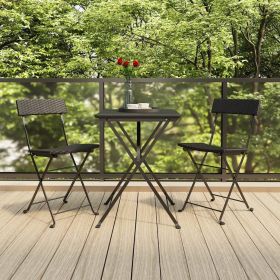 vidaXL 3 Piece Folding Bistro Set Black Poly Rattan