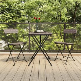 vidaXL 3 Piece Folding Bistro Set Gray Poly Rattan