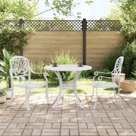 vidaXL 3 Piece Bistro Set White Cast Aluminum