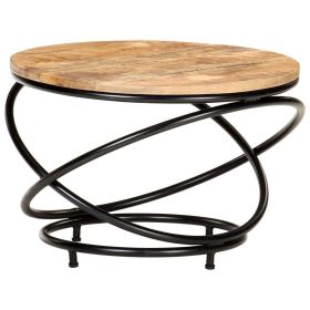 vidaXL Coffee Table Black 23.6"x23.6"x15.7" Solid Rough Mango Wood