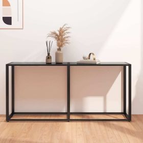 vidaXL Console Table Black 63"x13.8"x29.7" Tempered Glass