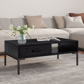 vidaXL Coffee Table Black 35.4"x19.7"x13.8" Solid Wood Pine