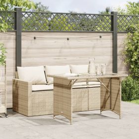 vidaXL 2 Piece Patio Dining Set with Cushions Beige Poly Rattan