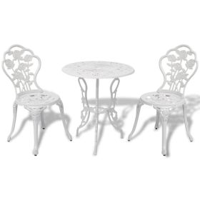 vidaXL 3 Piece Bistro Set Cast Aluminum White