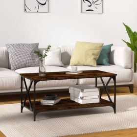 vidaXL Coffee Table Smoked Oak 39.4"x19.7"x17.7" Engineered Wood and Iron