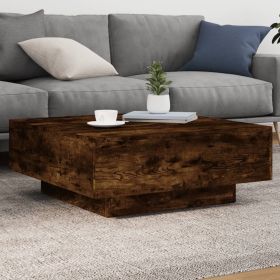 vidaXL Coffee Table with LED Lights Smoked Oak 31.5"x31.5"x12.2"