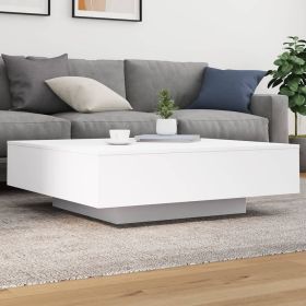 vidaXL Coffee Table with LED Lights White 39.4"x39.4"x12.2"