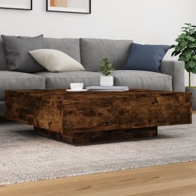 vidaXL Coffee Table with LED Lights Smoked Oak 39.4"x39.4"x12.2"