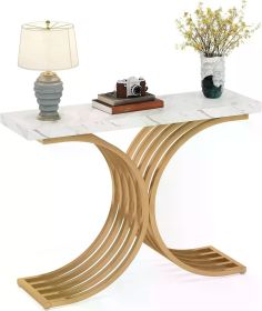 Gold Console Table, Modern Hallway Table for Entryway, 40 inch Entryway Tables Narrow Sofa Table for Living Room, Hallway