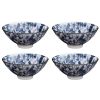 1.3 oz Traditional Blue and White Ceramic Flower Mugs Chinese Kungfu Teacup Japanese Wine Cups, 4 Pcs