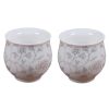 2 Pcs 3.4 oz Chinese Porcelain Teacup White Kongfu Tea Cups Gold Leaves Mugs Japanese Tea Cups