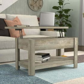 Wood Rectangular Lift Coffee Table; Driftwood Gray