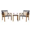 Patio Bistro Set 3 Pieces with Wood Grain Aluminum Wicker Padded Porch Chairs,Coffee Table