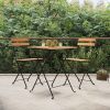 3 Piece Folding Bistro Set Solid Wood Teak and Steel