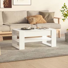 Coffee Table High Gloss White 40.2"x21.7"x17.7" Engineered Wood