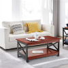 Rectangle Wood Coffee Table Metal Frame for Living Room