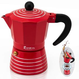 Stovetop Espresso Maker 3 Cup Moka Pot; Italian Cuban Greca Coffee Maker; Aluminum Durable and Easy to Use & Clean(6oz Red) Amazon Banned