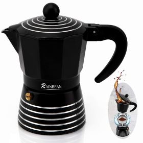 Stovetop Espresso Maker 3 Cup Moka Pot; Italian Cuban Greca Coffee Maker; Aluminum Durable and Easy to Use & Clean(6oz Black) Amazon Banned