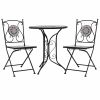 3 Piece Mosaic Bistro Set Ceramic Tile Gray