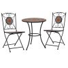 3 Piece Mosaic Bistro Set Ceramic Tile Orange/Gray