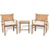 3 Piece Bistro Set with Cushions Bamboo