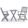 3 Piece Folding Garden Bistro Set Solid Eucalyptus Wood