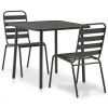 3 Piece Bistro Set Steel Dark Gray