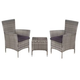 3 Piece Bistro Set Poly Rattan Gray