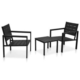 3 Piece Bistro Set HDPE Black Wood Look