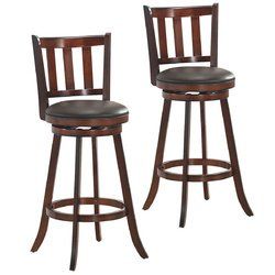 Set of 2 Bistro Leather Padded Swivel Bar stool