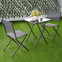 3 pcs Bistro Outdoor Folding Furniture Set