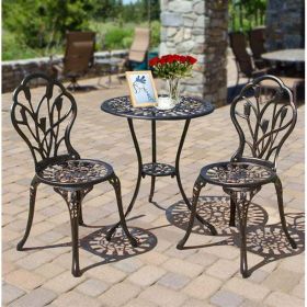 Patio Bistro Furniture Set Outdoor Garden Table Set with Umbrella Hole, 3-Piece