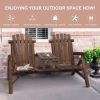 Wood Patio Chair Bench with Center Coffee Table/Garden chairs/courtyard chairs