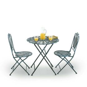 3-Piece Outdoor Feather Metal Bistro Set, Blue