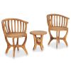 3 Piece Patio Bistro Set Solid Teak Wood