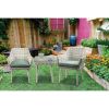 Tashay Patio Bistro Set (3Pc) in Green Fabric & Beige Wicker