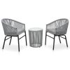 3 Piece Bistro Set with Cushions PE Rattan Gray