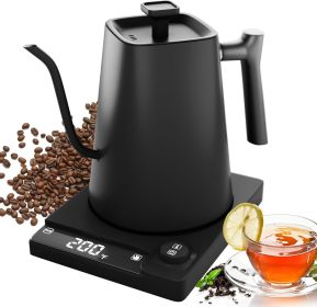 Auto Shut-off Gooseneck Electric Kettle with Temperature Control 0.9L; Black Electric Kettle Gooseneck; 1200W Rapid Heating Stainless Steel Kettle for