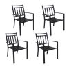 MEOOEM Stackable Patio Dining Chairs Set of 4 Outdoor Metal Patio Bistro Chairs with Armrest - Supports 300 LBS for Garden Poolside Backyard Classical