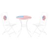 3 Piece Patio Bistro Set, Folding Outdoor Furniture with USA Mosaic Table and Chairs, Portable Metal Frames for 4th of July, Balcony, Backyard