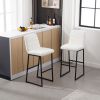 Bar Stools Set of 2 With Back,Upholstered PU Leather Kitchen Breakfast Bar Stools with Footrest,Cream