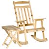 2 Pieces Wood Patio Bistro Set, Outdoor Rocking Chair Set with Armrests and High Back Rocking Chair and Portable Side Table, for Indoor, Outdoor