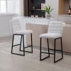 Low Bar Stools Set of 2 Bar Chairs for Living Room Party Room Kitchen,Upholstered Linen Fabric Kitchen Breakfast Bar Stools with Footrest